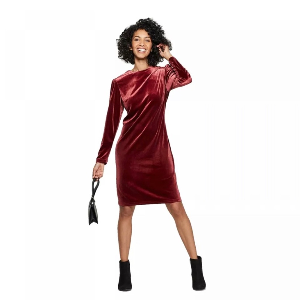 Maroon velvet dress